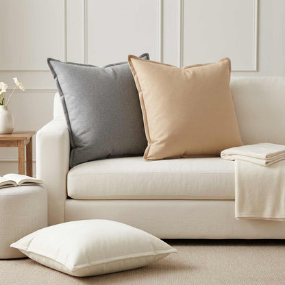 Throw Pillow 2 pcs HOUTEN White 70 x 70 cm Faux Linen