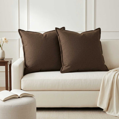 Cushion Cover 6 pcs HOUTEN Brown 65 x 65 cm Faux Linen