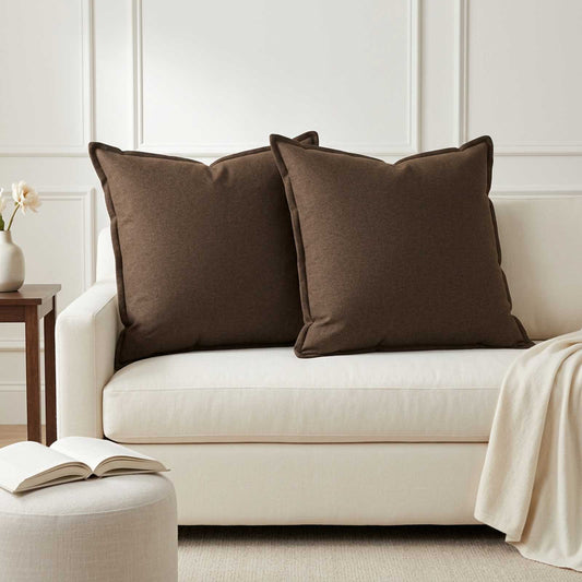 Cushion Cover 6 pcs HOUTEN Brown 65 x 65 cm Faux Linen