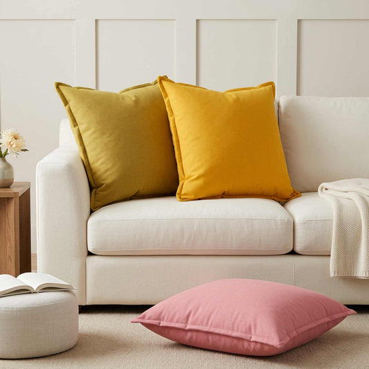Cushion Cover 6 pcs HOUTEN Pink 70 x 70 cm Faux Linen