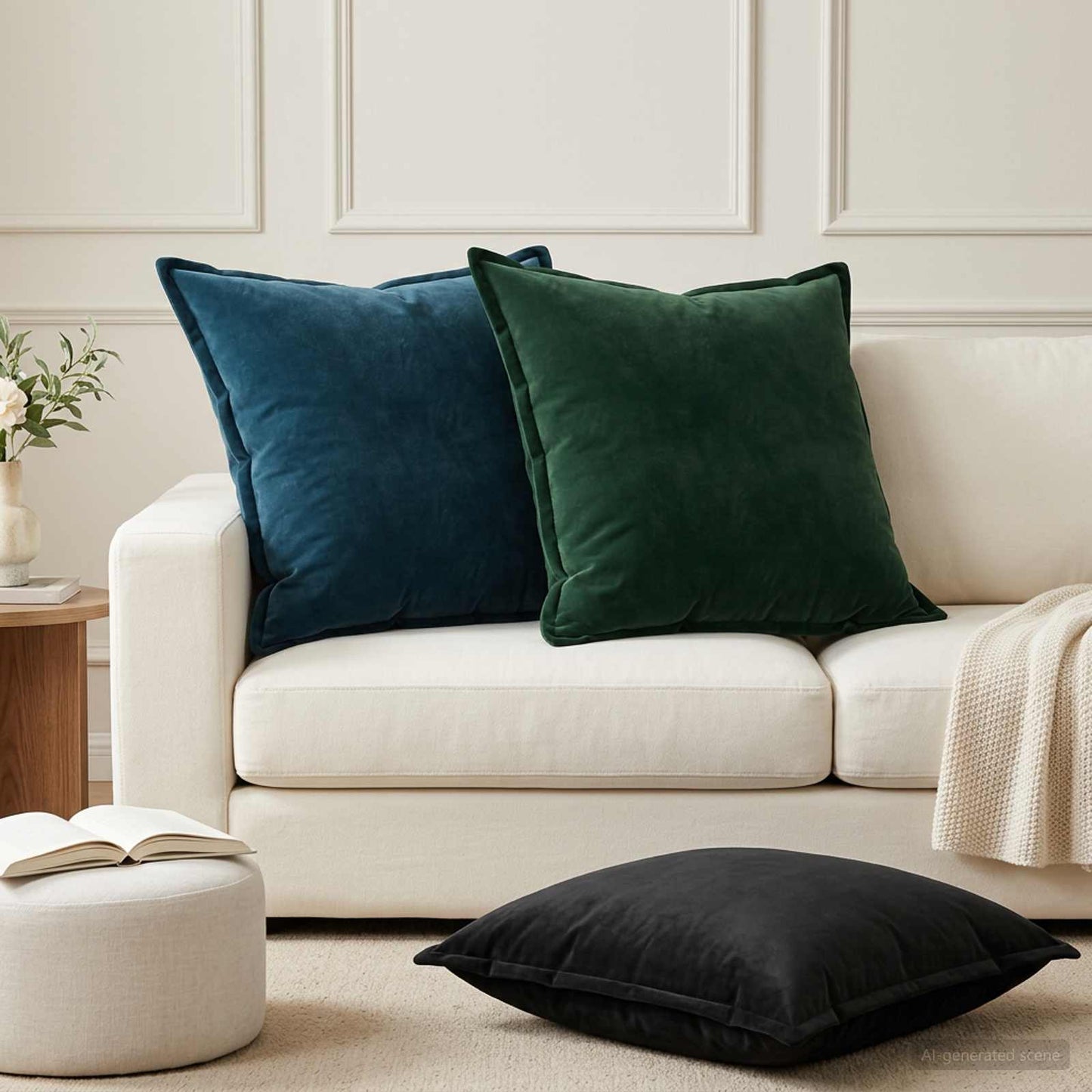 Cushion Cover 2 pcs HOUTEN Blue 80 x 80 cm Velvet
