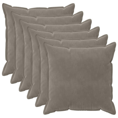 Cushion Cover 6 pcs HOUTEN Light Grey 65 x 65 cm Velvet