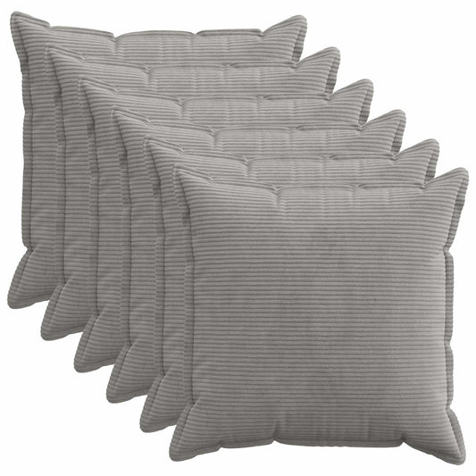 Cushion Cover 6 pcs HOUTEN Light Grey 65 x 65 cm Corduroy