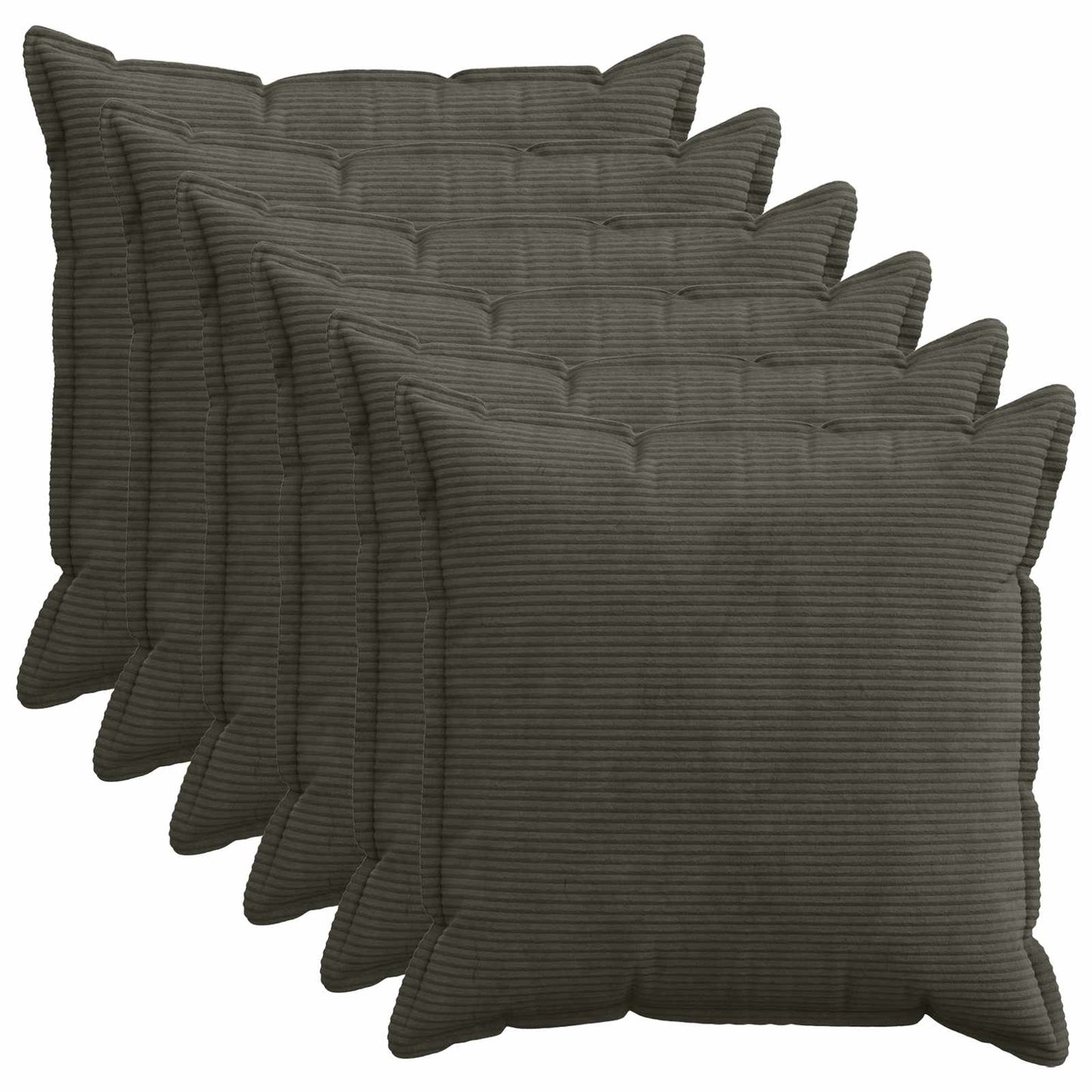 Cushion Cover 6 pcs HOUTEN Anthracite 65 x 65 cm Corduroy