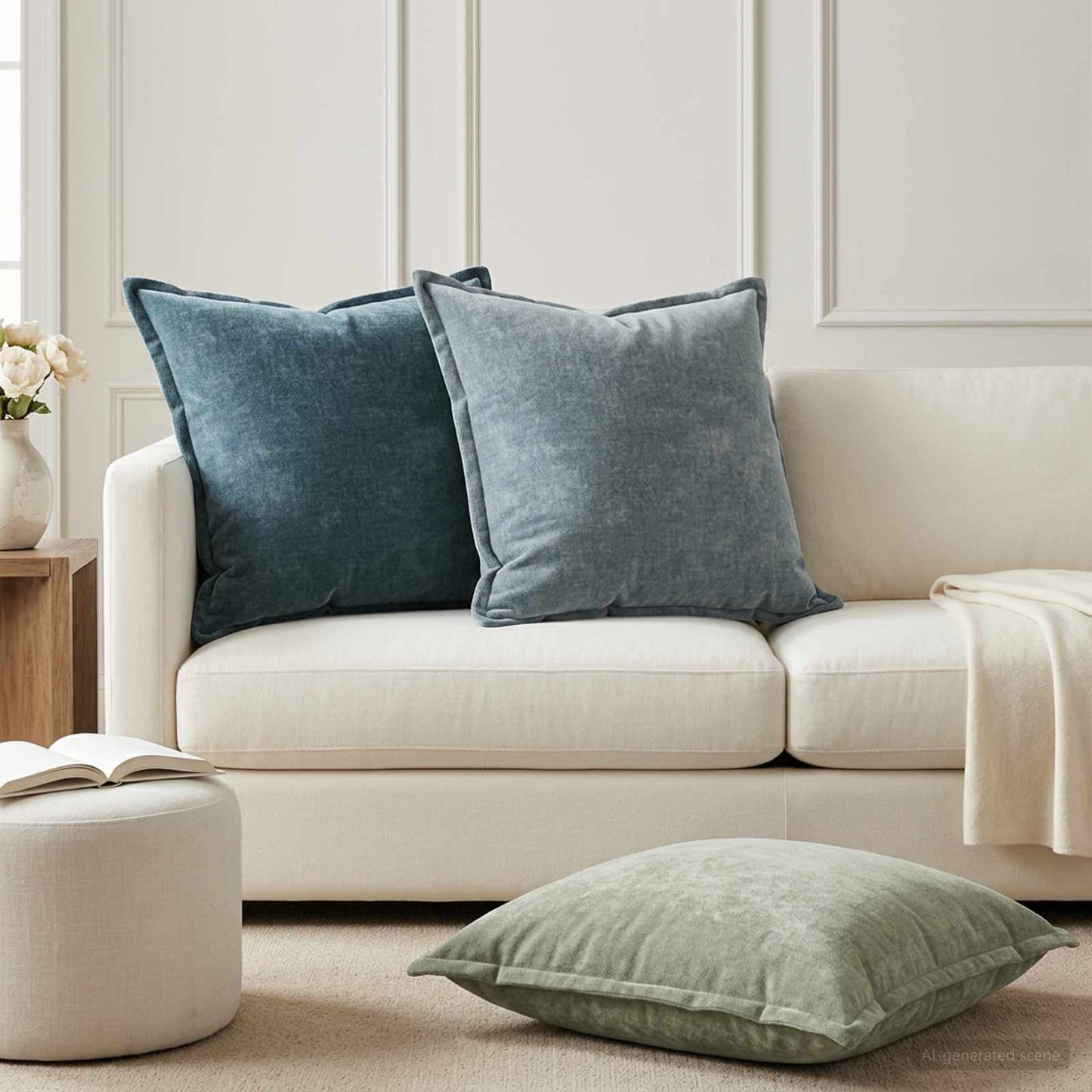Cushion Cover 6 pcs HOUTEN Green 65 x 65 cm Chenille Fabric