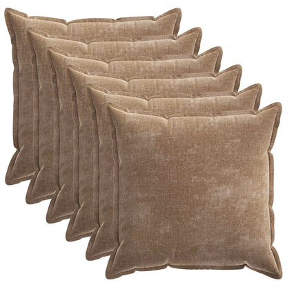 Cushion Cover 6 pcs HOUTEN Brown 65 x 65 cm Chenille Fabric