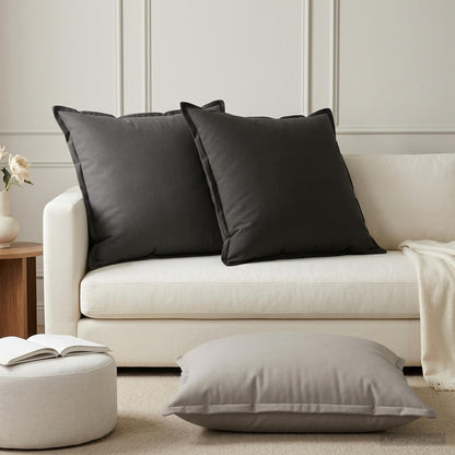 Cushion Cover 2 pcs HOUTEN Grey 80 x 80 cm Polyester