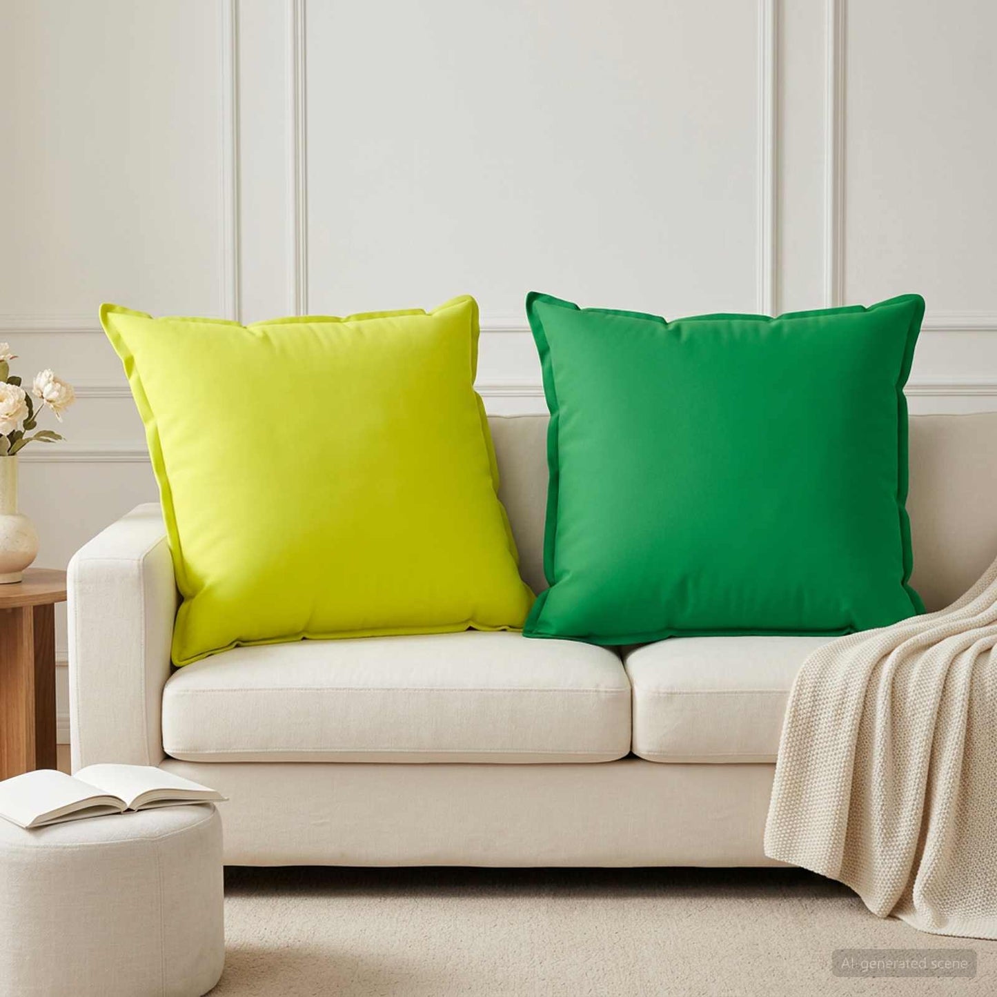 Cushion Cover 2 pcs HOUTEN Bright Green 65 x 65 cm Polyester