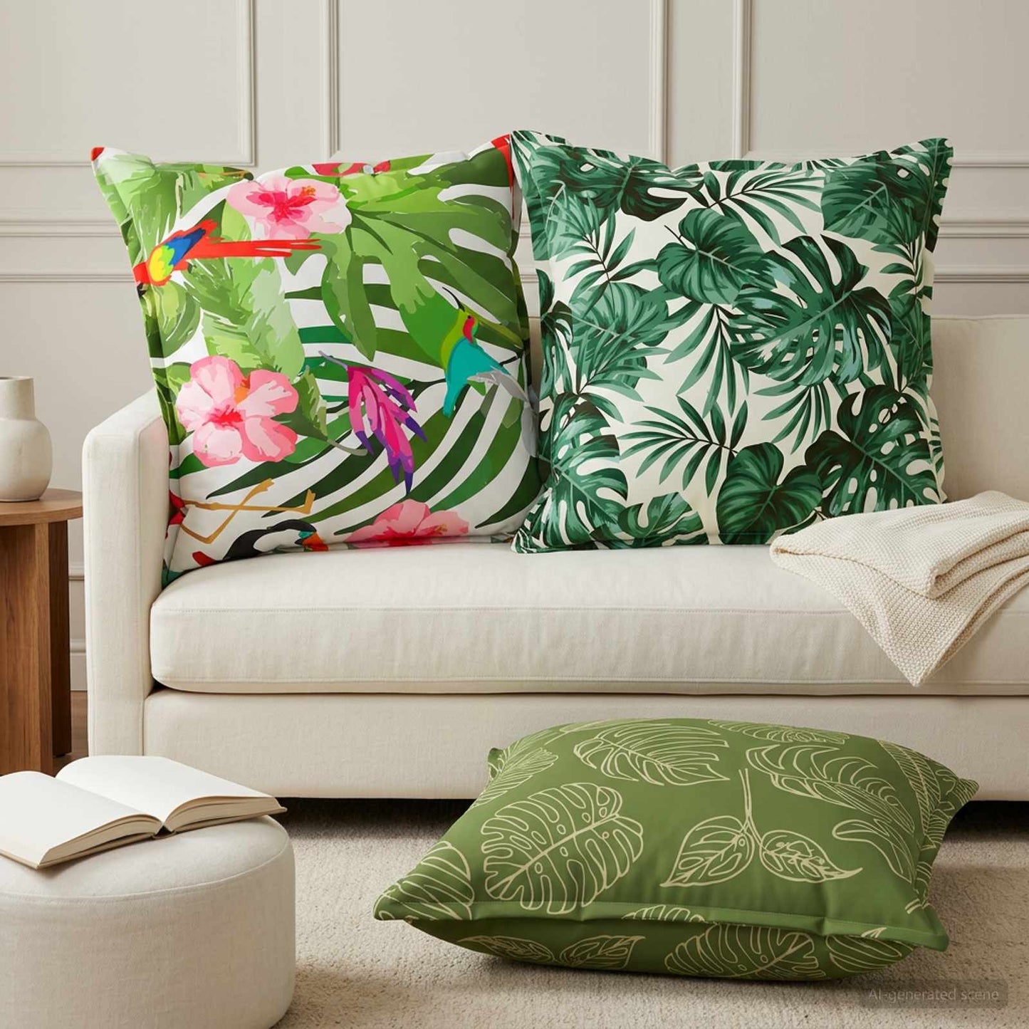 Cushion Cover 6 pcs HOUTEN Leaf Design 80 x 80 cm Polyester