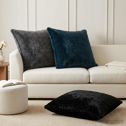 Cushion Cover 6 pcs HOUTEN Dark Grey 80 x 80 cm Faux Rabbit Fur