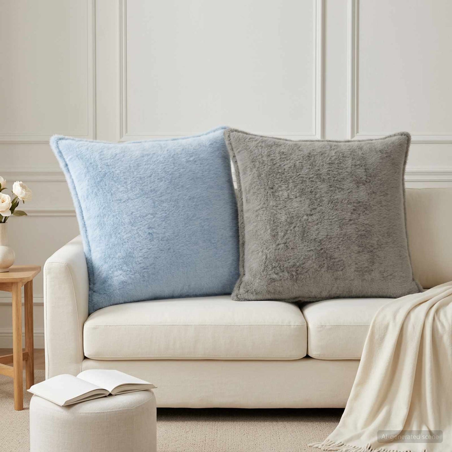 Cushion Cover 2 pcs HOUTEN Light Grey 80 x 80 cm