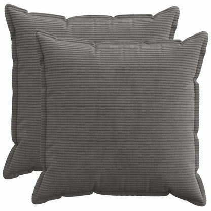 Cushion Cover 2 pcs HOUTEN Dark Grey 70 x 70 cm Corduroy