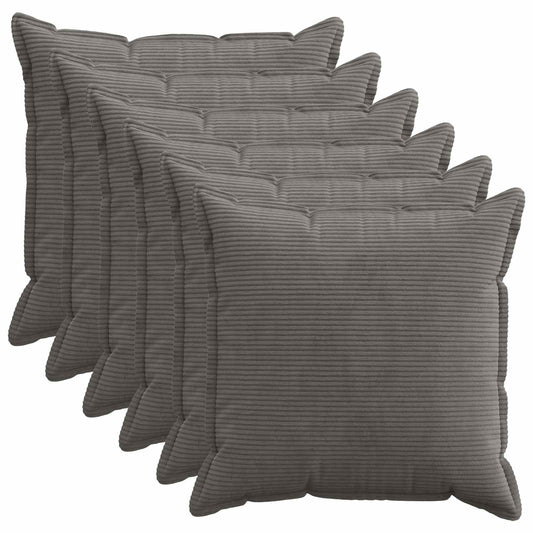 Cushion Cover 6 pcs HOUTEN Dark Grey 70 x 70 cm Corduroy