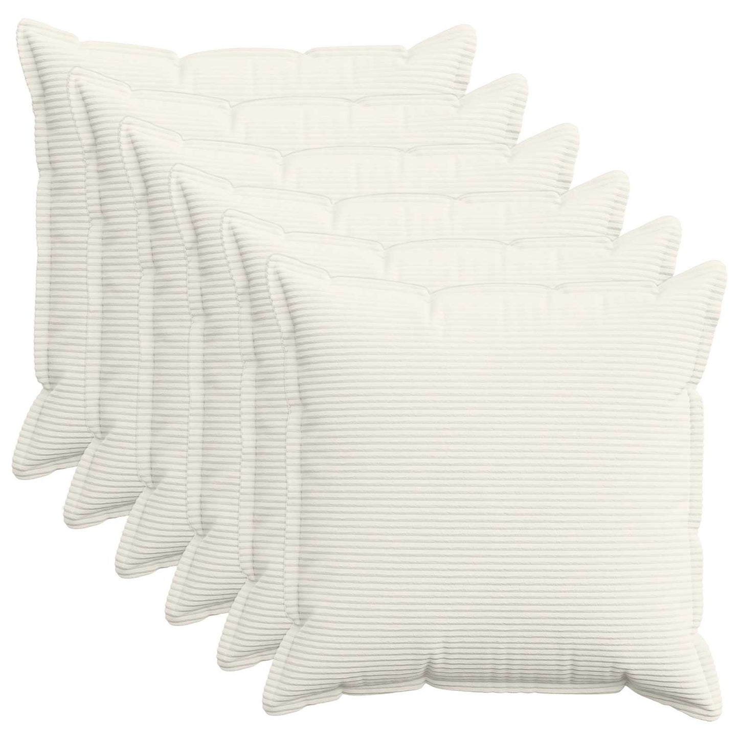 Cushion Cover 6 pcs HOUTEN Cream 70 x 70 cm Corduroy