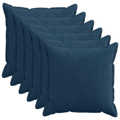 Cushion Cover 6 pcs HOUTEN Navy Blue 70 x 70 cm Corduroy