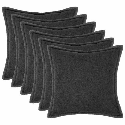 Cushion Cover 6 pcs HOUTEN Dark Grey 70 x 70 cm Bouclé