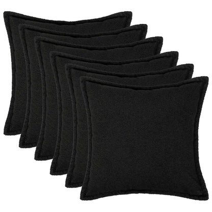 Cushion Cover 6 pcs HOUTEN Black 70 x 70 cm Bouclé