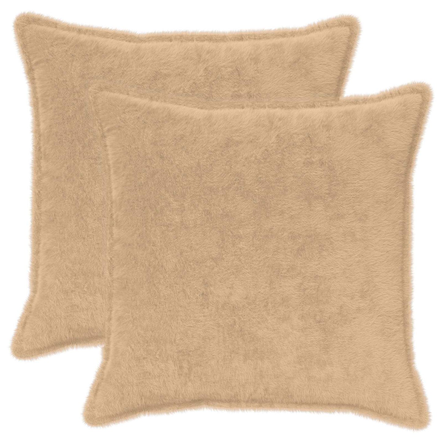 Cushion Cover 2 pcs HOUTEN Cream 70 x 70 cm Faux Rabbit Fur