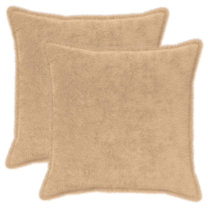 Cushion Cover 2 pcs HOUTEN Cream 70 x 70 cm Faux Rabbit Fur