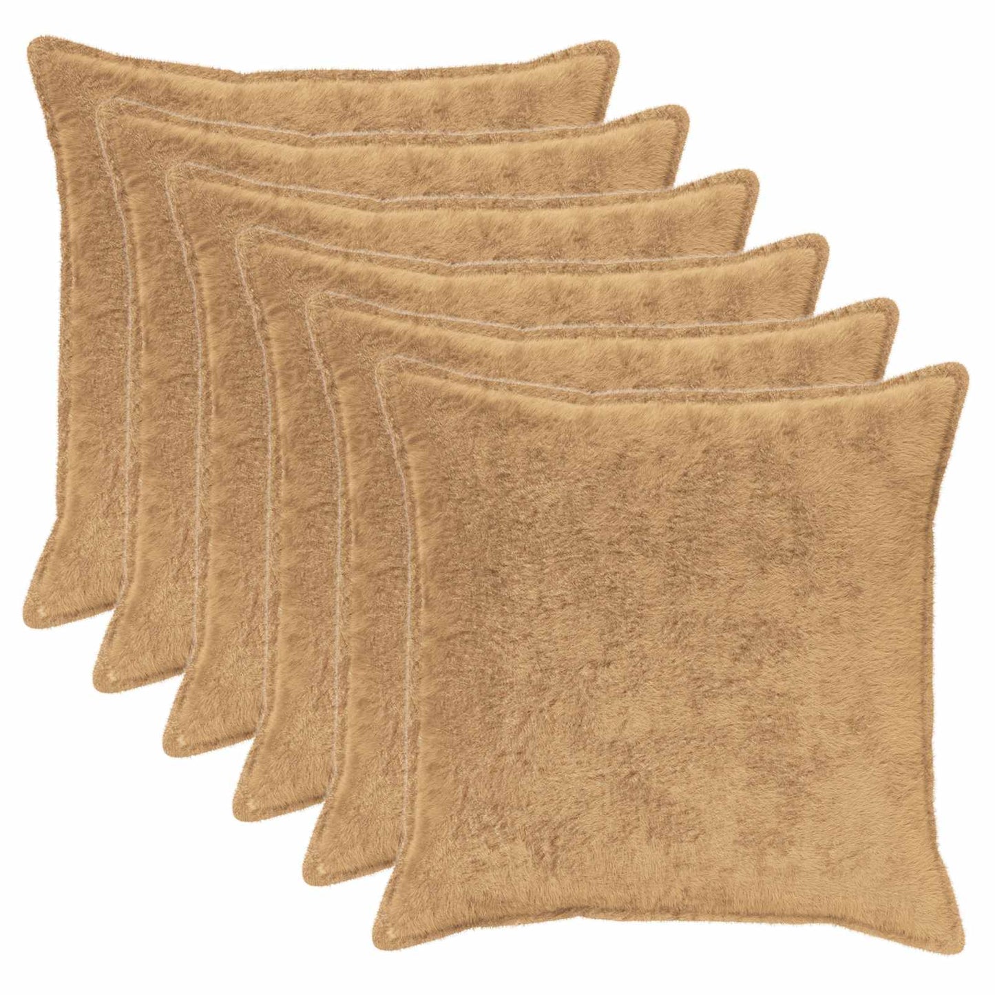 Cushion Cover 6 pcs HOUTEN Taupe 70 x 70 cm Faux Rabbit Fur