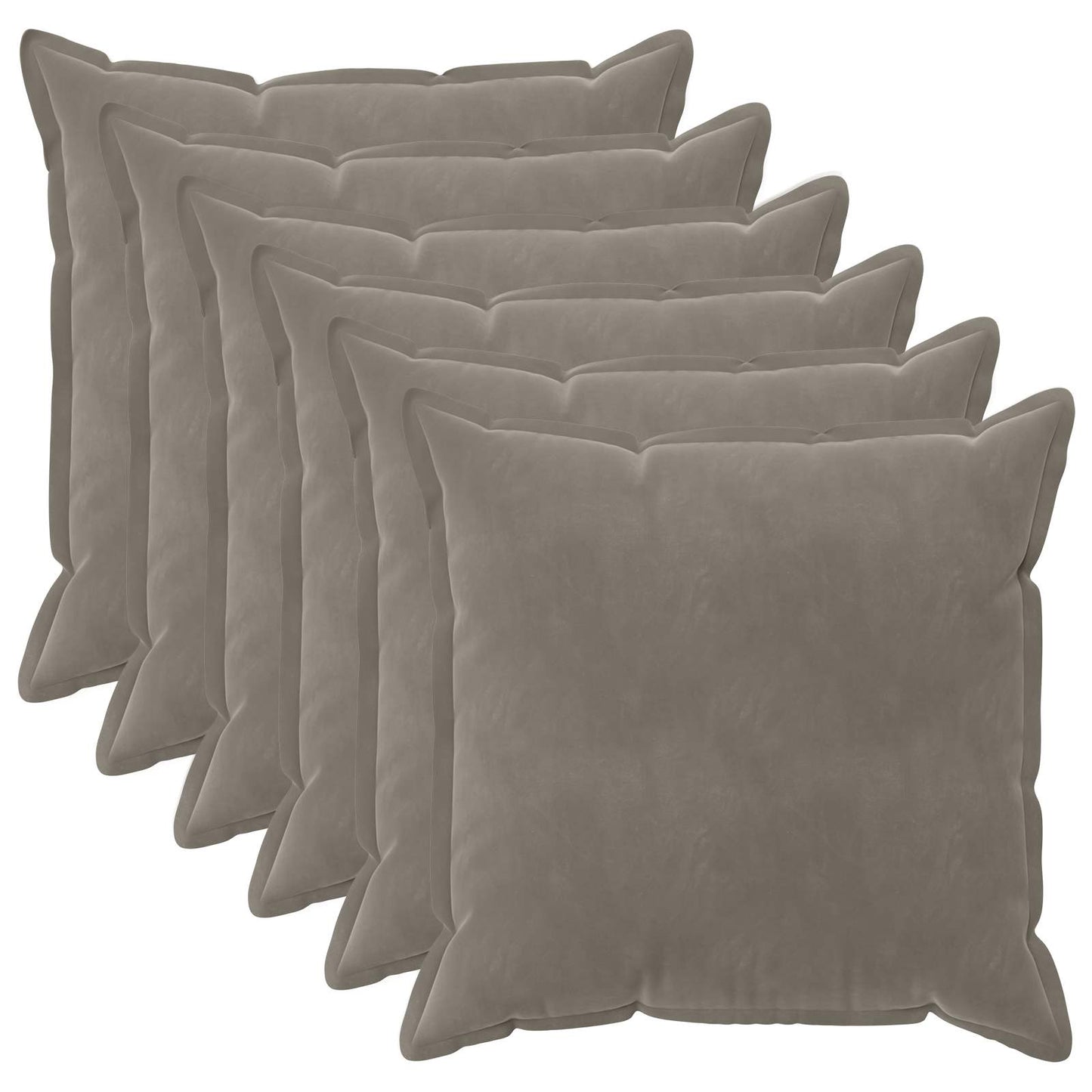 Cushion Cover 6 pcs HOUTEN Light Grey 80 x 80 cm Velvet
