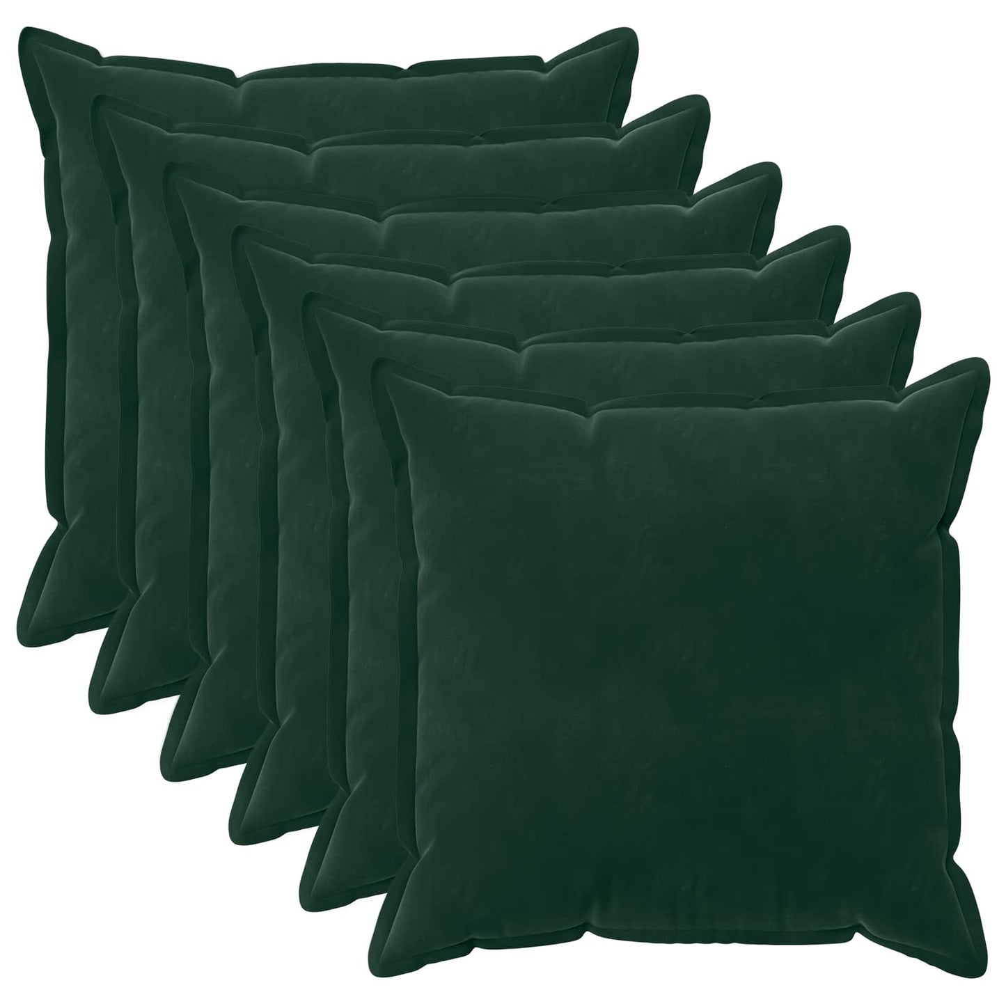 Cushion Cover 6 pcs HOUTEN Dark Green 80 x 80 cm Velvet