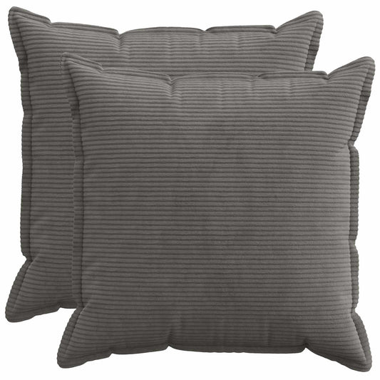 Cushion Cover 2 pcs HOUTEN Dark Grey 80 x 80 cm Corduroy