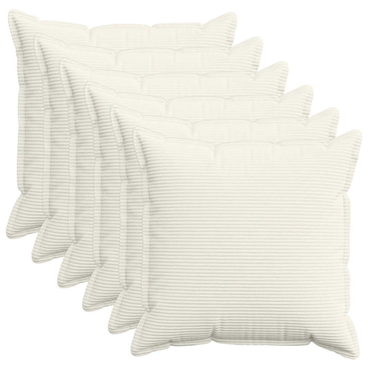 Cushion Cover 6 pcs HOUTEN Cream 80 x 80 cm Corduroy