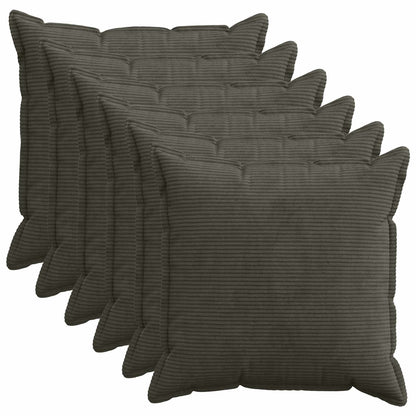 Cushion Cover 6 pcs HOUTEN Anthracite 80 x 80 cm Corduroy