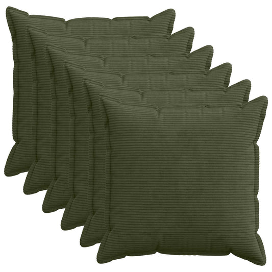 Cushion Cover 6 pcs HOUTEN Green 80 x 80 cm Corduroy