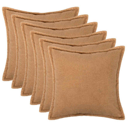 Cushion Cover 6 pcs HOUTEN Beige 80 x 80 cm Bouclé