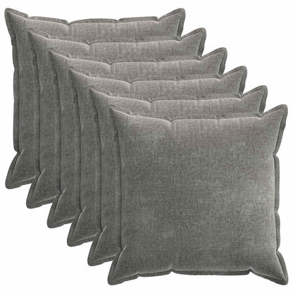 Cushion Cover 6 pcs HOUTEN Dark Grey 80 x 80 cm Chenille Fabric