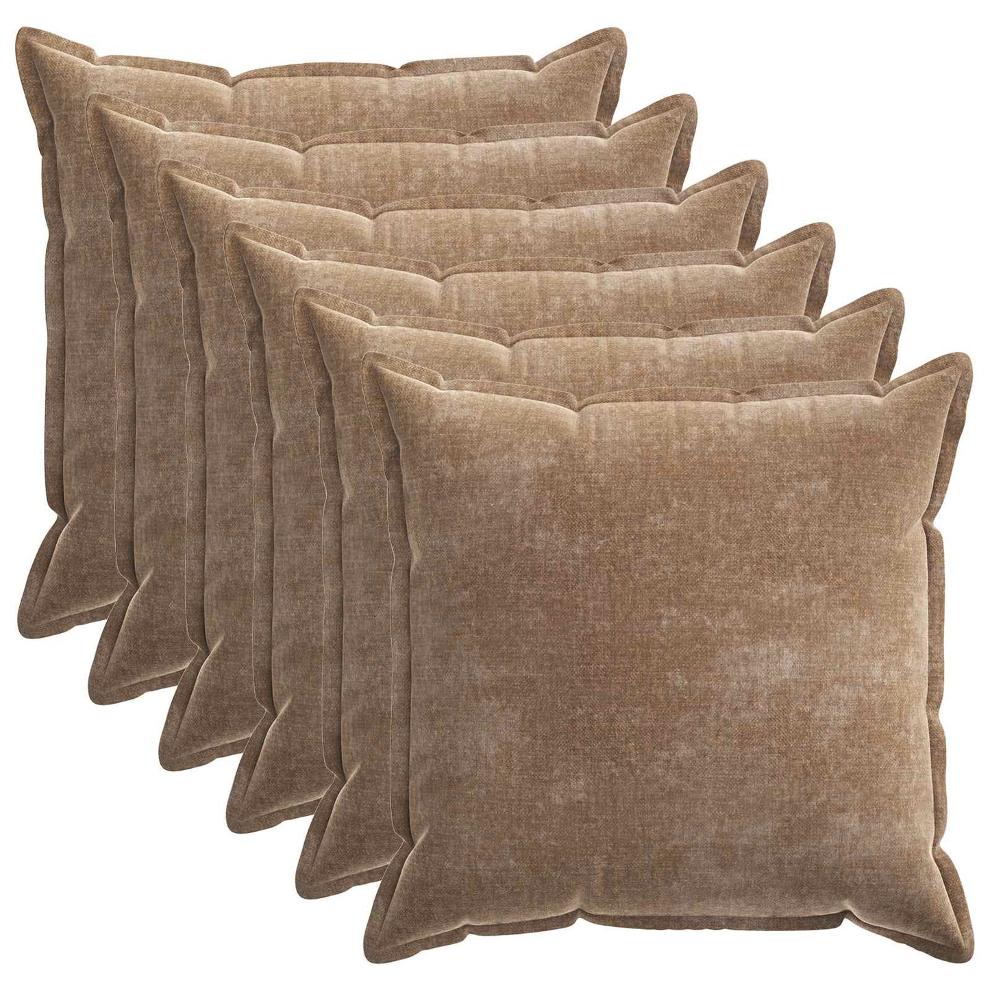 Cushion Cover 6 pcs HOUTEN Brown 80 x 80 cm Chenille Fabric