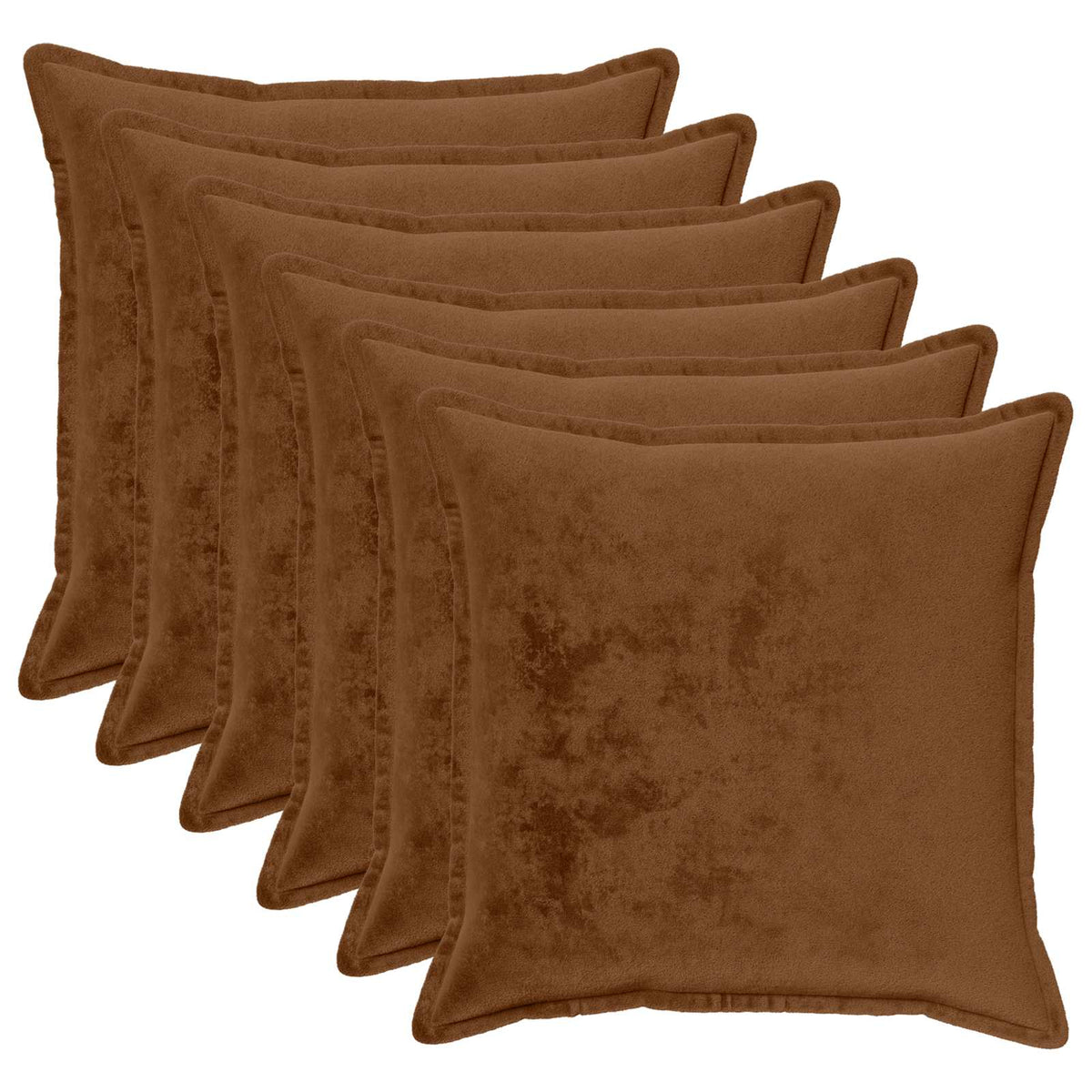 Cushion Cover 6 pcs HOUTEN Light Brown 80 x 80 cm Flannel