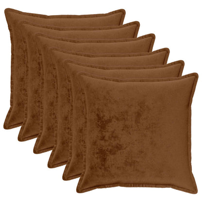 Cushion Cover 6 pcs HOUTEN Light Brown 80 x 80 cm Flannel