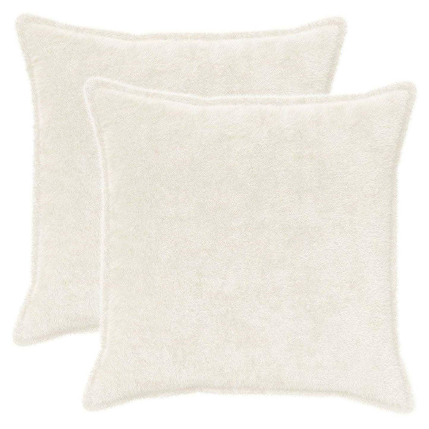 Cushion Cover 2 pcs HOUTEN White 80 x 80 cm Faux Rabbit Fur