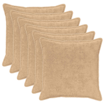 Cushion Cover 6 pcs HOUTEN Cream 80 x 80 cm Faux Rabbit Fur