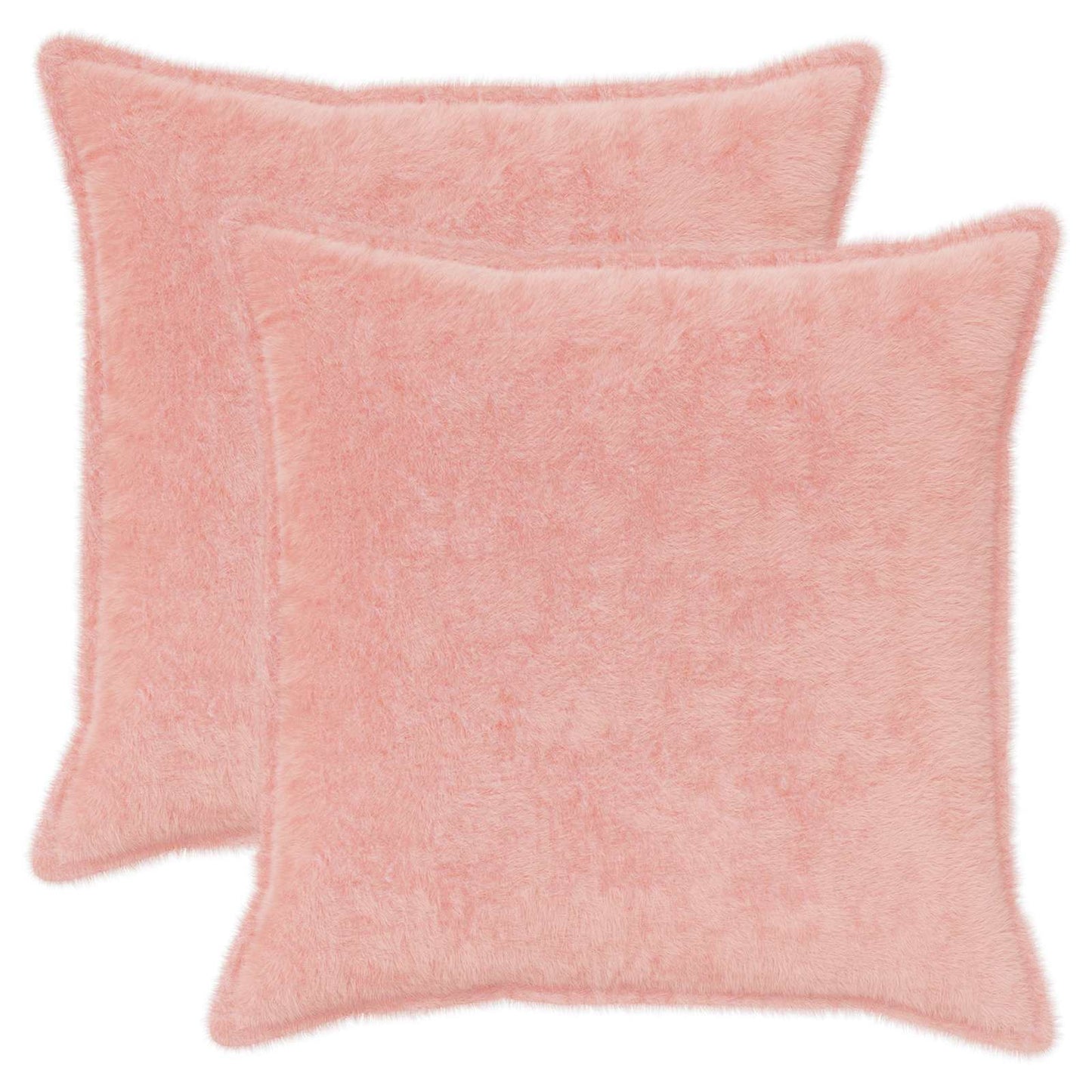 Cushion Cover 2 pcs HOUTEN Pink 80 x 80 cm Faux Rabbit Fur