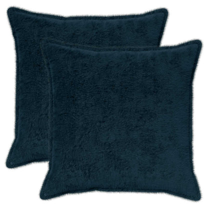 Cushion Cover 2 pcs HOUTEN Navy Blue 80 x 80 cm Faux Rabbit Fur