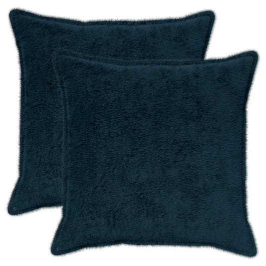 Cushion Cover 2 pcs HOUTEN Navy Blue 80 x 80 cm Faux Rabbit Fur