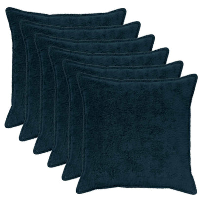Cushion Cover 6 pcs HOUTEN Navy Blue 80 x 80 cm Faux Rabbit Fur