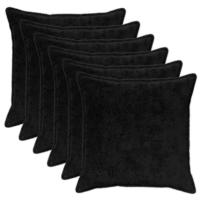 Cushion Cover 6 pcs HOUTEN Black 80 x 80 cm Faux Rabbit Fur