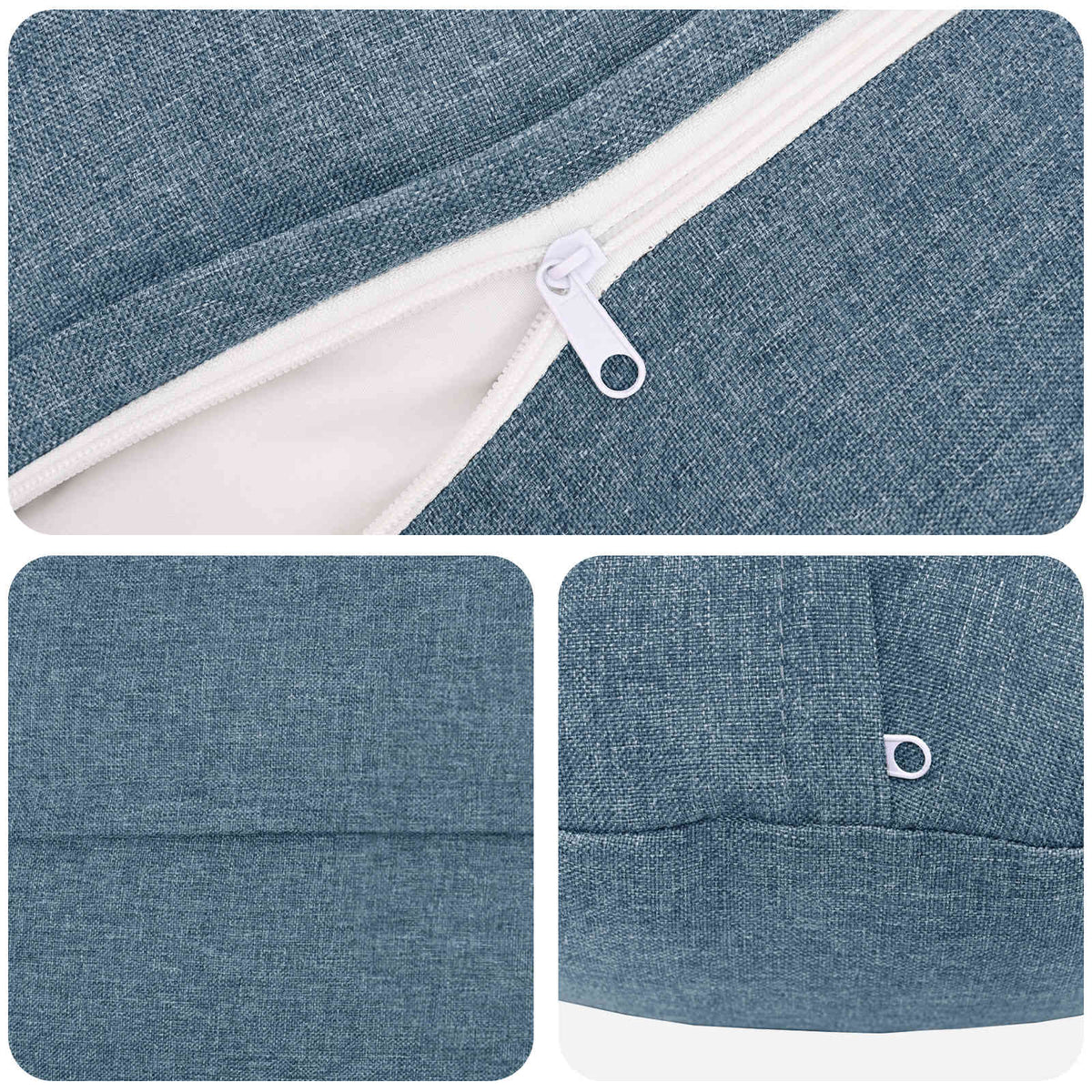 Cushion Cover 2 pcs HEERLEN Jeans Blue Ø 30 cm Fabric