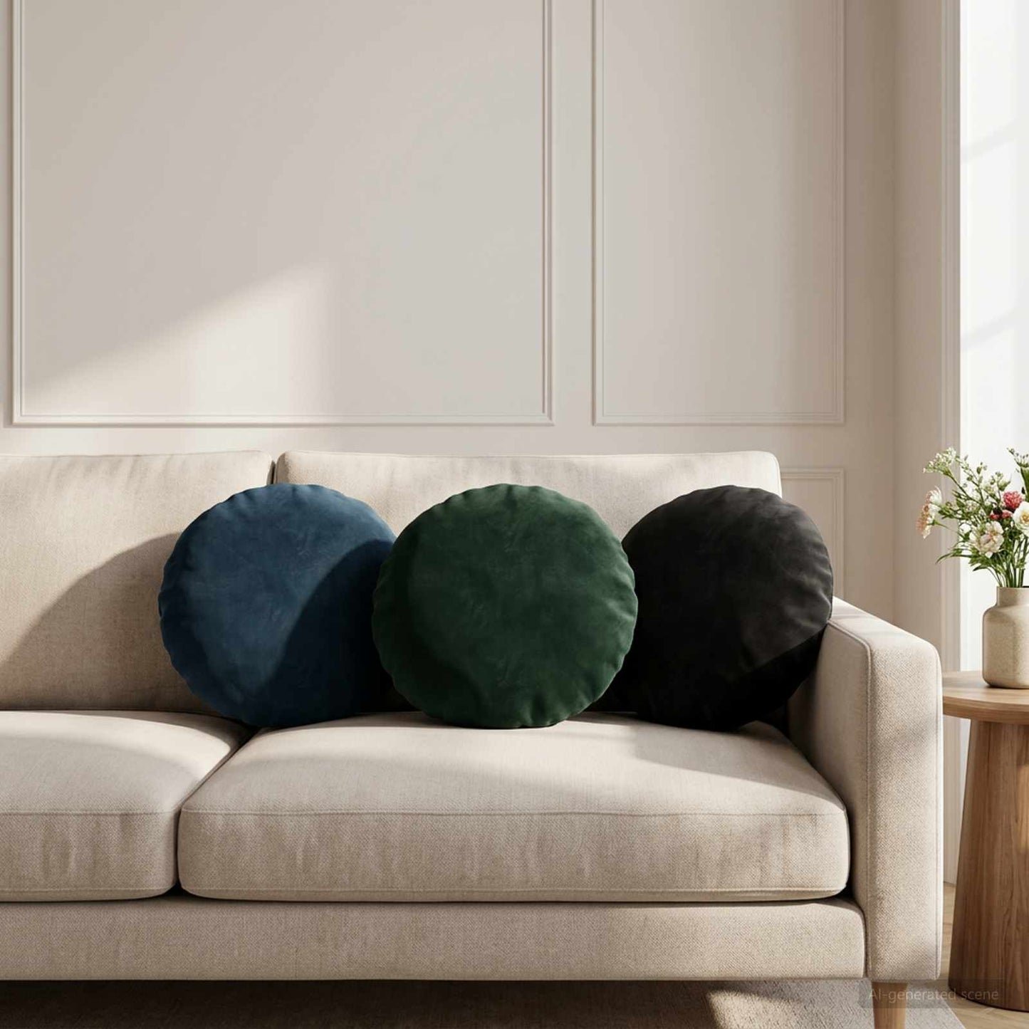 Cushion Cover 6 pcs HEERLEN Dark Green Ø 40 cm Velvet