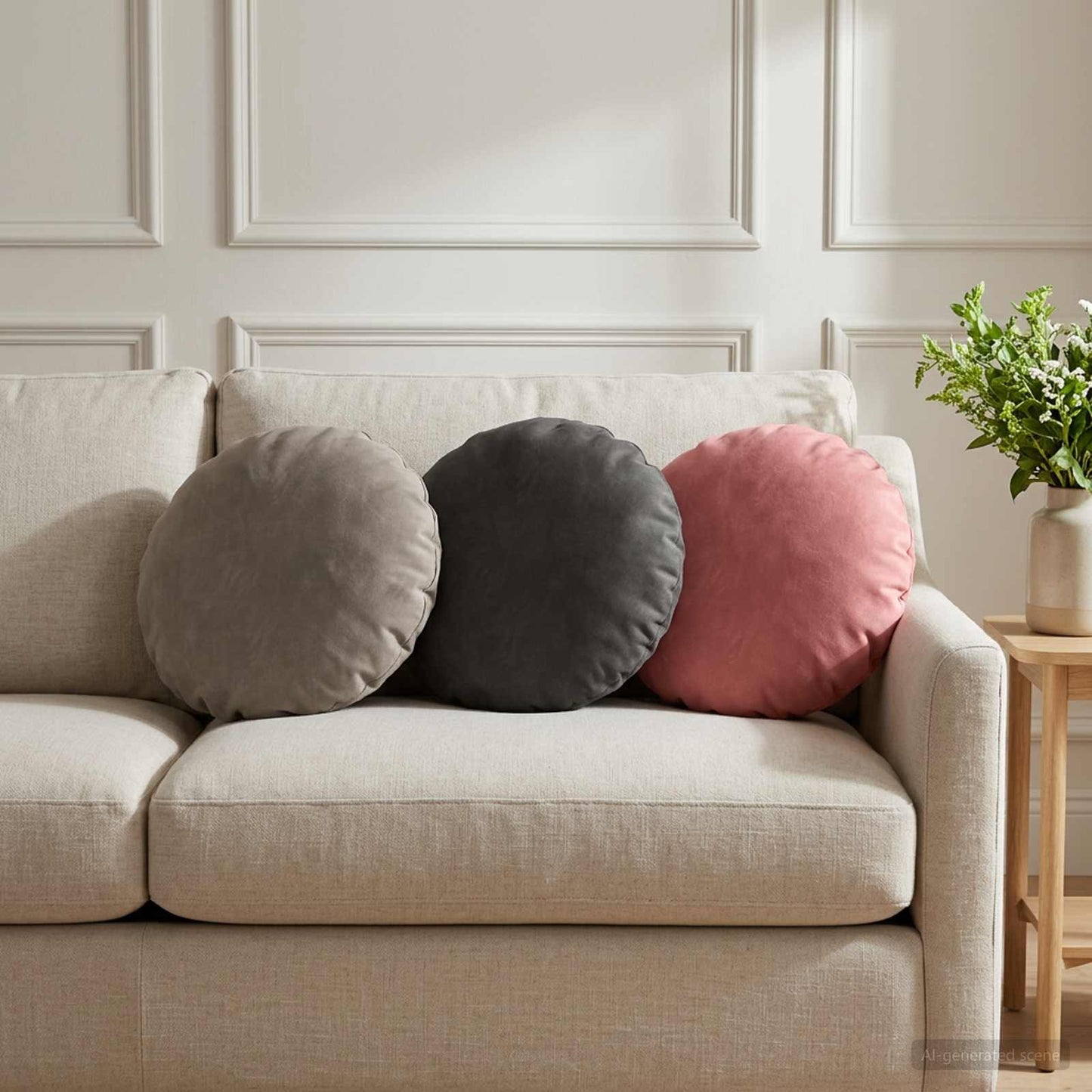 Cushion Cover 6 pcs HEERLEN Light Grey Ø 30 cm Velvet