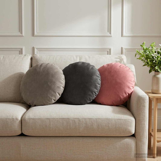 Cushion Cover 2 pcs HEERLEN Light Grey Ø 40 cm Velvet