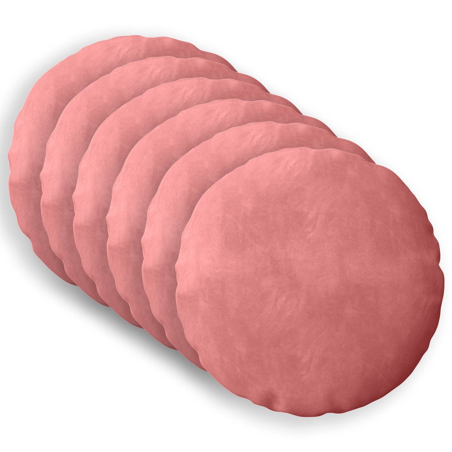 Cushion Cover 6 pcs HEERLEN Pink Ø 30 cm Velvet