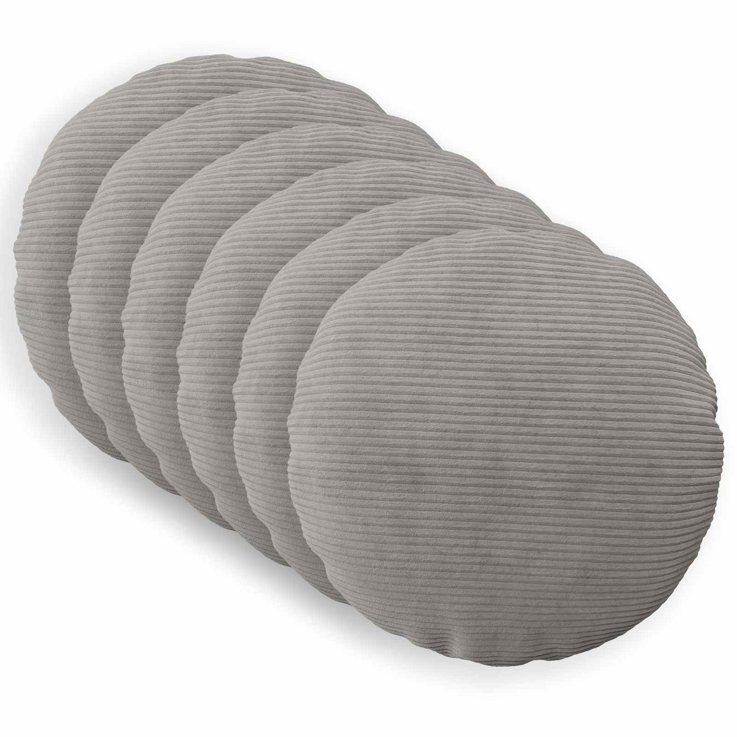 Cushion Cover 6 pcs HEERLEN Light Grey Ø 30 cm Corduroy