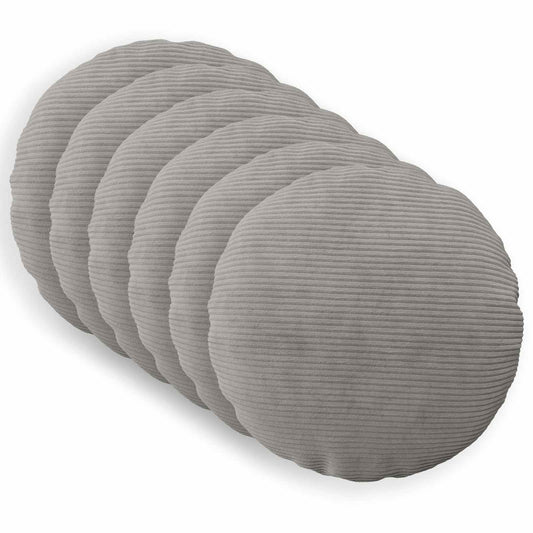 Cushion Cover 6 pcs HEERLEN Light Grey Ø 30 cm Corduroy