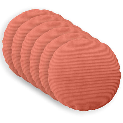 Cushion Cover 6 pcs HEERLEN Red Orange Ø 30 cm Corduroy